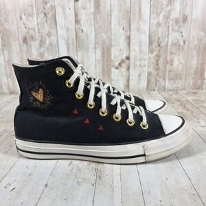 Converse Chuck Taylor All Star Hi Hearts Black Gold Women 9 A03932F Sneaker